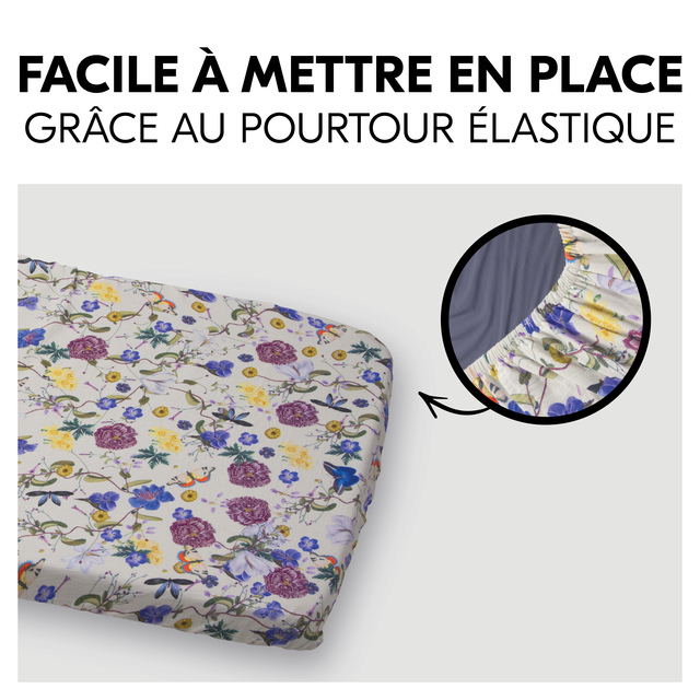Travel Bed Matress Cover Floral Beige