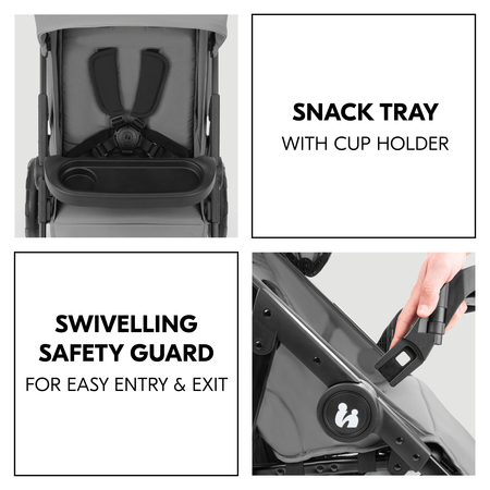 Swivelling protective bar with snack tray