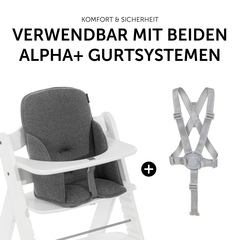 Auflage mit beiden Alpha+ Gurtsystemen verwendbar