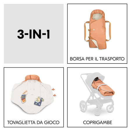 3 in 1: baby nest, sacco e tappeto da gioco