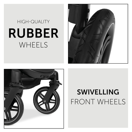 Safe on all terrains thanks to rubber wheels