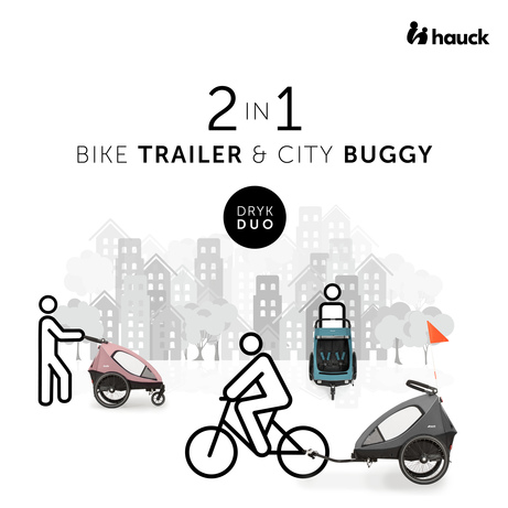 hauck Remolque Bicicleta Niños 2 Plazas Dryk Duo, Remolque para Bici  Completo Enganche Incluido, Uso como
