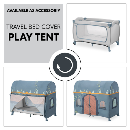 With the travel bed cover for the play tent