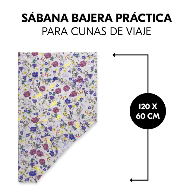Travel Bed Matress Cover Floral Beige