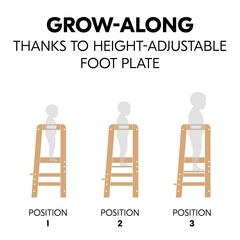 Grow-along thanks to adjustable foot plate