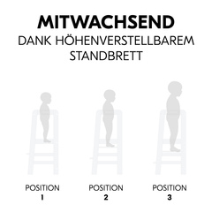 Mitwachsend dank höhenverstellbarem Standbrett