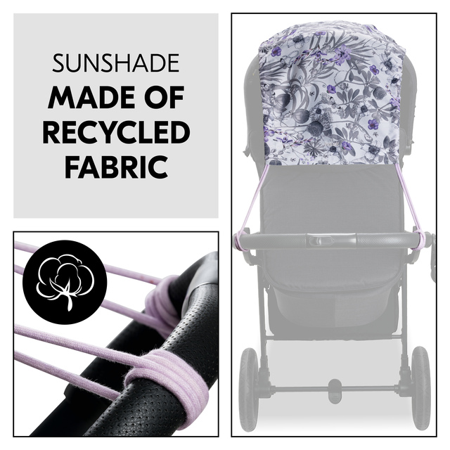Pushchair Sunshade Floral Grey