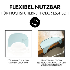 Flexibel nutzbar für Hochstuhlbrett oder Esstisch