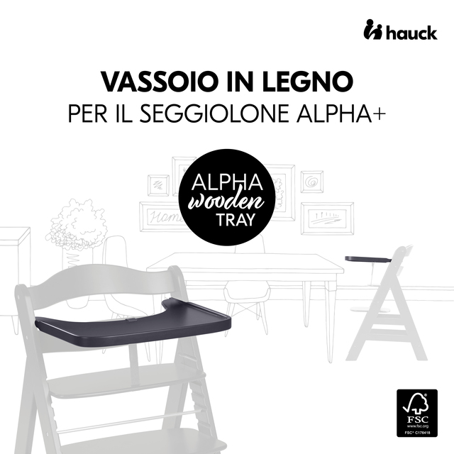 Alpha wooden tray Dark Grey