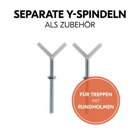 Separate Y-Spindeln für Treppen mit Rundholmen