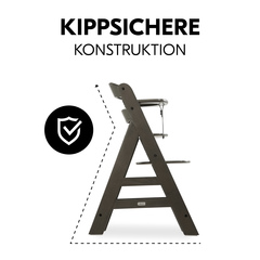 Besonders kippsicher dank stabiler Konstruktion