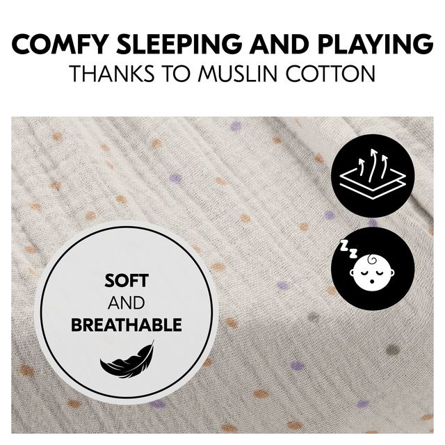 Travel Bed Mattress Cover Beige Dots