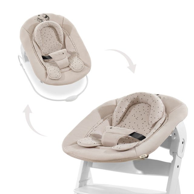 Hauck Alpha - Chaise Haute Bebe Evolutive Lot (6 pièces) - Dès Naissance  avec Transat Nouveau-Né, Tablette Repas, Réducteur, Coussin d'Assise - Bois  Naturel et Gris Foncé