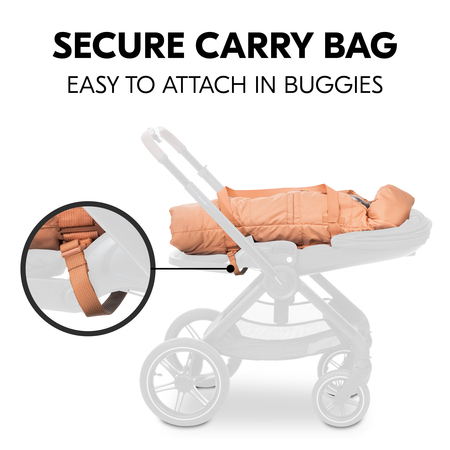 Safe carrycot easily attaches to the buggy