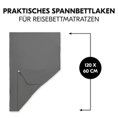 Praktisches Spannbettlaken für Reisebettmatratzen