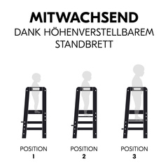 Mitwachsend dank höhenverstellbarem Standbrett