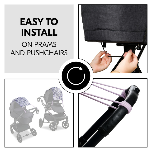 Pushchair Sunshade Floral Grey
