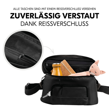 Zuverlässig verstaut dank Reißverschluss