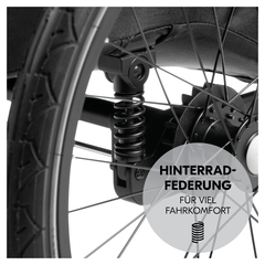 Mit Hinterradfederung für viel Komfort