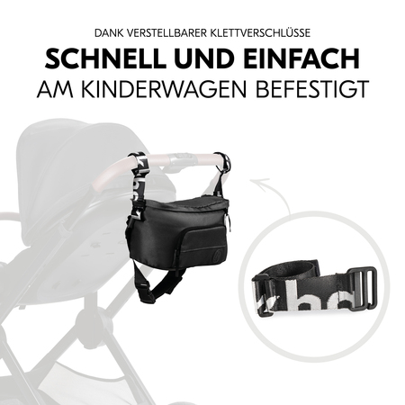 Schnell und einfach am Kinderwagen befestigt