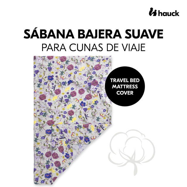 Travel Bed Matress Cover Floral Beige