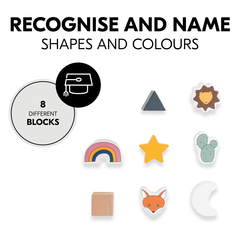 Recognise and name shapes and colours